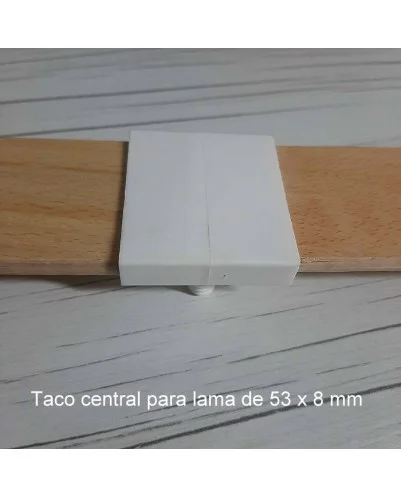 Taco soporte para lamas de somier 53mm ancho x 8 mm grosor (posición central) (Blanco) (Producto en Pack)