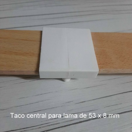 Taco soporte para lamas de somier 53mm ancho x 8 mm grosor (posición central) (Blanco) (Producto en Pack)