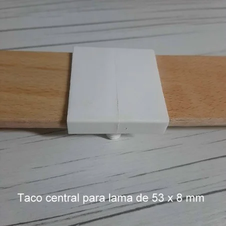 Taco soporte para lamas de somier 53mm ancho x 8 mm grosor (posición central) (Blanco) (Producto en Pack)