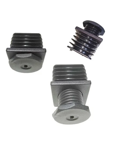 Tapón Roscado + Pie Nivelador, Contera de 45x45 mm + Tornillo Nivelador, Pack de 4 unidades.
