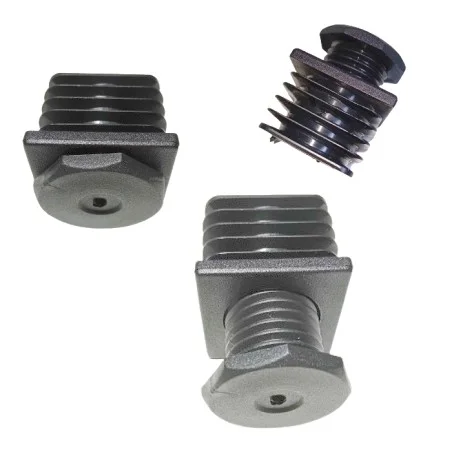 Tapón Roscado + Pie Nivelador, Contera de 45x45 mm + Tornillo Nivelador, Pack de 4 unidades.
