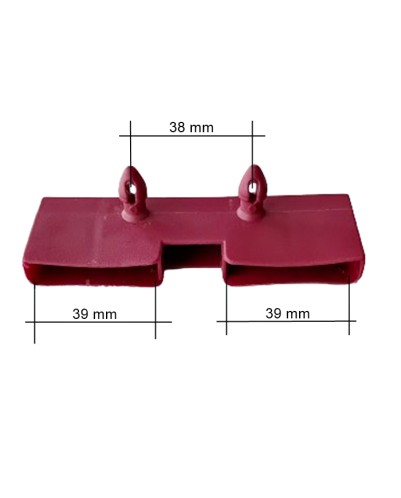 Taco soporte posición lateral en somier, para doble lama 37 mm x 8 mm grosor (Taladro necesario 8 mm) color Vino.