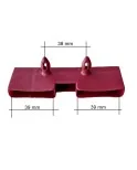 Taco soporte posición lateral en somier, para doble lama 37 mm x 8 mm grosor (Taladro necesario 8 mm) color Vino. Taco soporte posición lateral en somier, para doble lama 37 mm x 8 mm grosor (Taladro necesario 8 mm) color Vino.