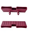 Taco soporte posición lateral en somier, para doble lama 37 mm x 8 mm grosor (Taladro necesario 8 mm) color Vino. Taco soporte posición lateral en somier, para doble lama 37 mm x 8 mm grosor (Taladro necesario 8 mm) color Vino.