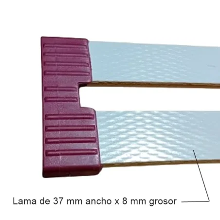 Taco soporte posición lateral en somier, para doble lama 37 mm x 8 mm grosor (Taladro necesario 8 mm) color Vino.