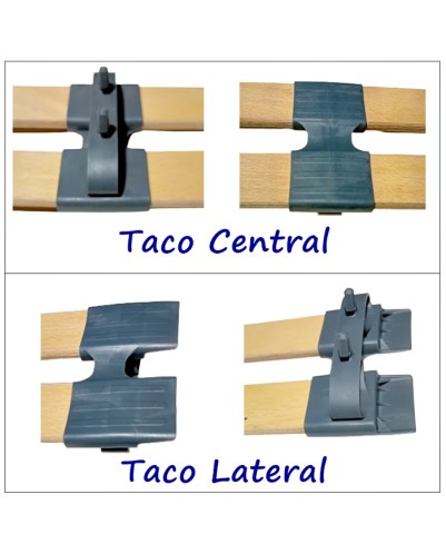 Taco Lateral + Taco Central Muelle, Dos Fijaciones a somier | Conjunto | (para Lama de 37 x8 mm)