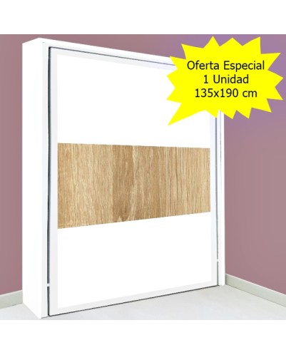 OFERTA |Cama vertical modelo TOLEDO,  135x190 cm | fondo 30 cm |base y metal blanco, frente  personalizado.
