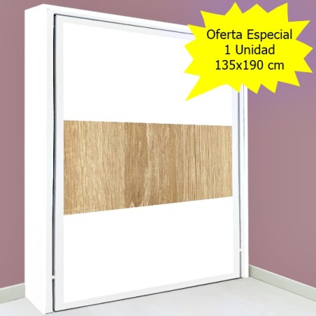 OFERTA |Cama vertical modelo TOLEDO,  135x190 cm | fondo 30 cm |base y metal blanco, frente  personalizado.