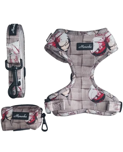 Árnes, correa y porta bolsas para todos los perros cachorros, adultos y mayores (Modelo Chin Chin)
