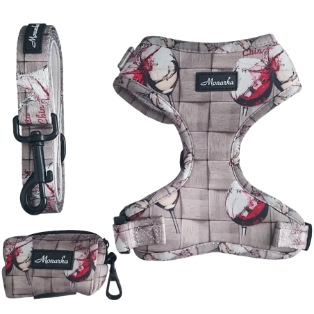 Árnes, correa y porta bolsas para todos los perros cachorros, adultos y mayores (Modelo Chin Chin)