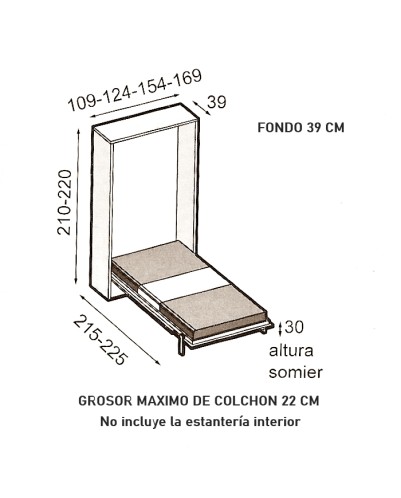 Cama Vertical MK21 - Acabado Lacado, Todas Las Medidas, Producto Personalizado.