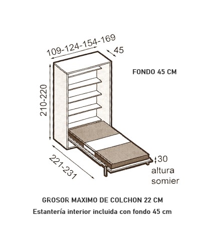 Cama Vertical MK21 - Acabado Lacado, Todas Las Medidas, Producto Personalizado.