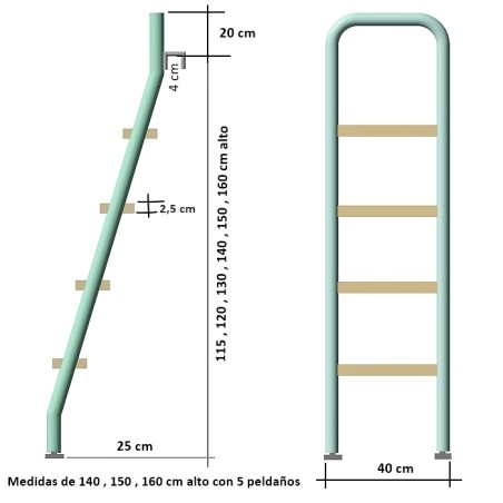 Escalera curva  para cama alta o litera modelo DLP, Escalera Literas y camas superiores, Escalera portátil, Dormitorio, Hogar.