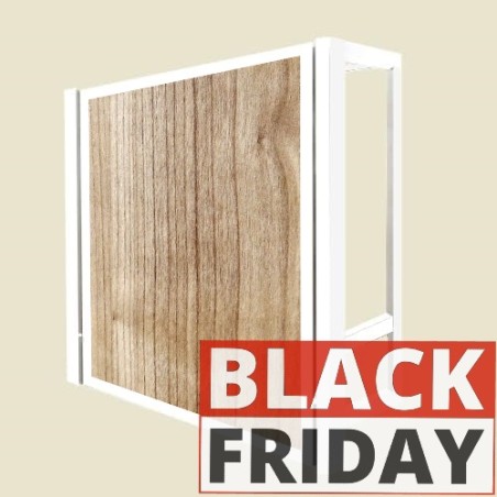 BLACK FRIDAY Cama vertical modelo ECO. 90x190 cm, Fondo 30 cm. Color Blanco y Roble Xacobeo.