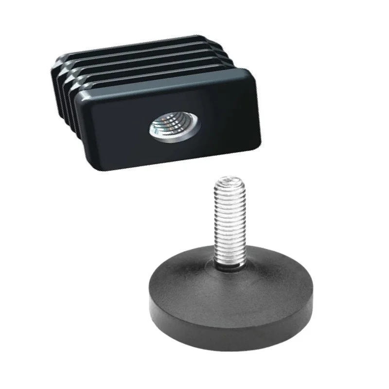 JUEGO 2 CONJUNTOS | Tapón Roscado + Pie Nivelador, Contera de 40x20 mm + Tornillo Nivelador | Rosca Métrica 10