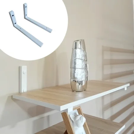 Escuadra Soporte Estantería, (2 unidades) Soportes De Pared para Estantes, Soportes En L en tubo de 30x20 mm, Montaje En Pared