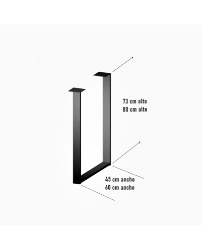 Patas para mesa, Juego 2 unidades, Metálicas, mesas salón comedor, jardín, Modelo MADRID.