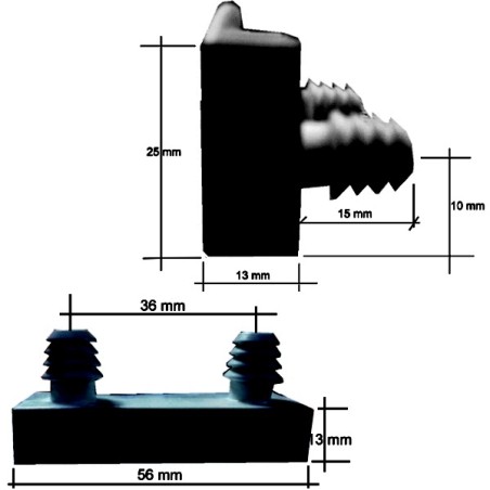 Taco lateral para lamas somier de 53 mm (Productos en pack) A partir de 4 unidades a 50 unidades por pack. NEGRO