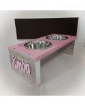 Comedero para Perros. 15 cm de altura. Cachorros y Adultos. Color rosa