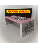 Comedero para Perros. 15 cm de altura. Cachorros y Adultos. Color rosa