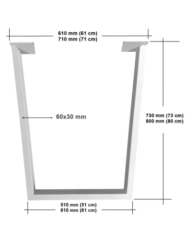 Patas para mesa, Juego 2 unidades, Metálicas, mesas salón comedor, jardín, Modelo JAEN.1