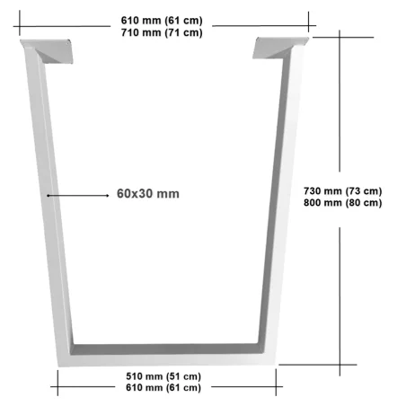 Patas para mesa, Juego 2 unidades, Metálicas, mesas salón comedor, jardín, Modelo JAEN.1