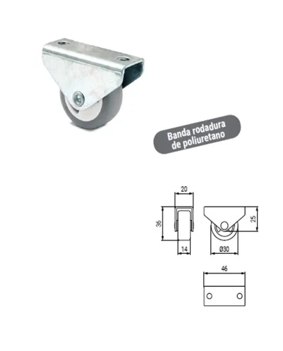 (PACK DE 4 UNIDADES) Rueda nido de goma gris Ø30mm, para camas, altura 36 mm