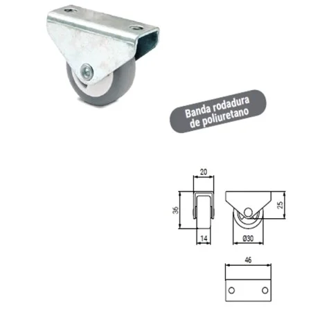 (PACK DE 4 UNIDADES) Rueda nido de goma gris Ø30mm, para camas, altura 36 mm