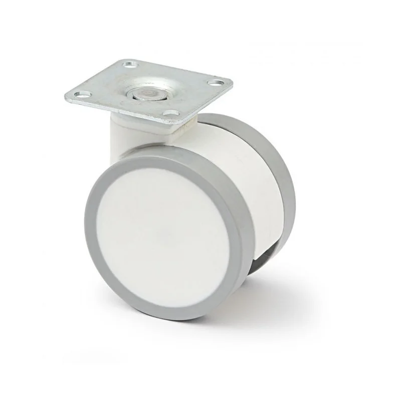 (PACK DE 4 UNIDADES ) Rueda giratoria con placa ø65 sin freno, plástico acabado en blanco. (PACK DE 4 UNIDADES ) Rueda giratoria con placa ø65 sin freno, plástico acabado en blanco.
