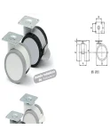 (PACK DE 4 UNIDADES ) Rueda giratoria con placa ø65 2 con freno, 2 sin freno, plástico acabado en blanco. (PACK DE 4 UNIDADES ) Rueda giratoria con placa ø65 2 con freno, 2 sin freno, plástico acabado en blanco.