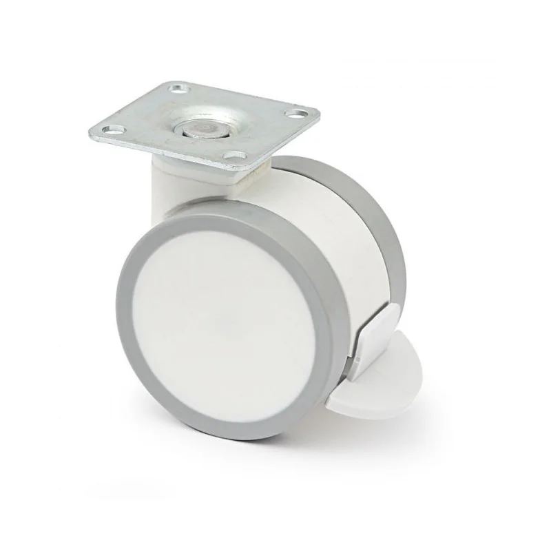(PACK DE 4 UNIDADES ) Rueda giratoria con placa ø65 2 con freno, 2 sin freno, plástico acabado en blanco. (PACK DE 4 UNIDADES ) Rueda giratoria con placa ø65 2 con freno, 2 sin freno, plástico acabado en blanco.