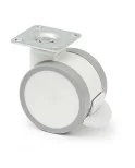 (PACK DE 4 UNIDADES ) Rueda giratoria con placa ø65 con freno, plástico acabado en blanco. (PACK DE 4 UNIDADES ) Rueda giratoria con placa ø65 con freno, plástico acabado en blanco.