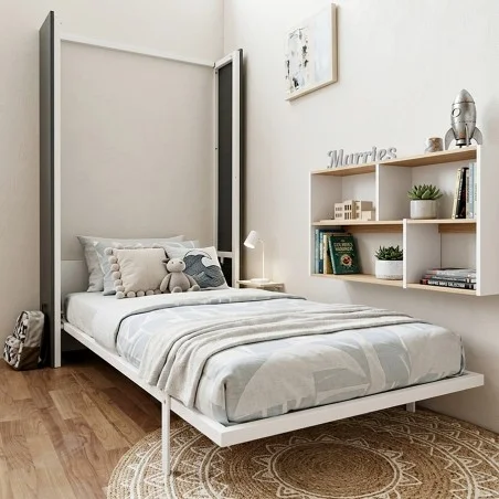 Cama vertical modelo E/LINE. Disponible desde 80x180 cm a 105x200 cm, fondo y colores personalizados.