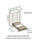 Cama Vertical MK21 - Acabado Lacado, Para colchón de 135 cm, Producto Personalizado.