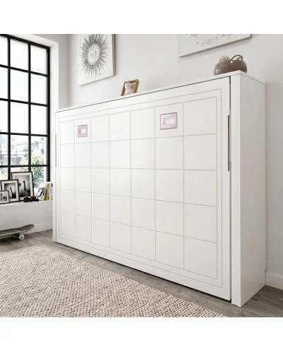 PROMOCIÓN Cama Horizontal, Acabado lacado Blanco. 105X190 CM