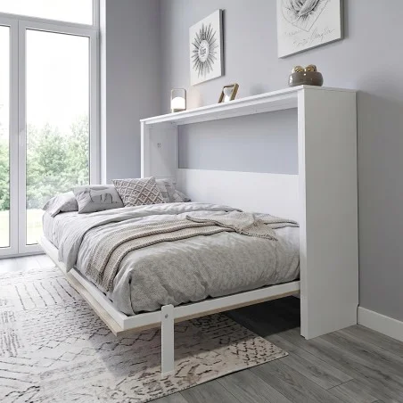 PROMOCIÓN Cama Horizontal, Acabado lacado Blanco. 105X190 CM
