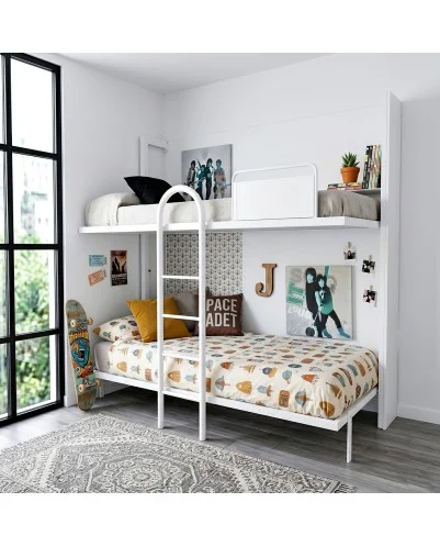 Litera horizontal Modelo Barcelona/TOP, Fondo 35 cm, Azul y Blanco. 90x190 cm.