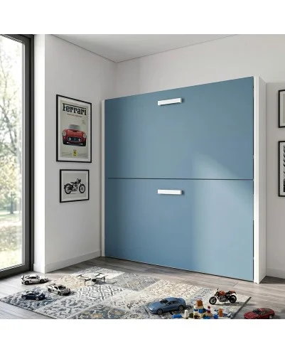 Litera horizontal Modelo Barcelona/TOP, Fondo 35 cm, Azul y Blanco. 90x190 cm.