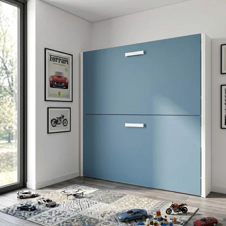 Litera horizontal Modelo Barcelona/TOP, Fondo 35 cm, Azul y Blanco. 90x190 cm.